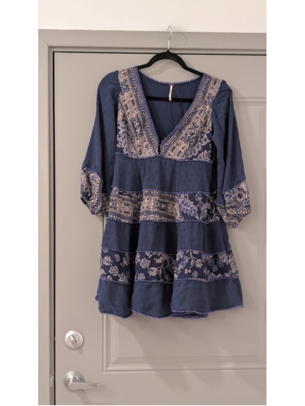 Women's Free People Mini Dress Blue Beige XS